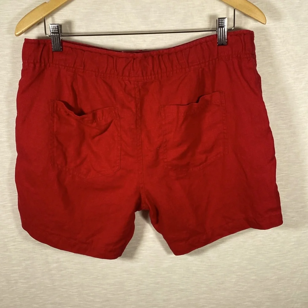 Lauren Ralph Lauren Shorts Women's 8 Red 100% Linen Drawstring‎ Casual Coastal